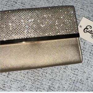 Chic Gold Clutch with Rhinestone Detailing